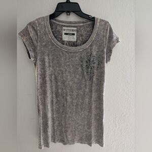 Witness Stone Gray Short Sleeve Tee with Embellishments